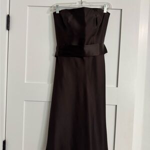 Elegant Strapless Chocolate Brown Dress